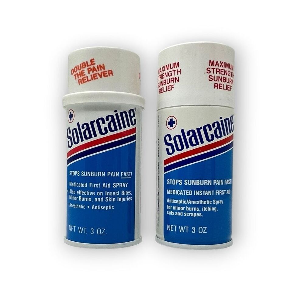 Vintage Solarcaine Sunburn First Aid Spray In Can Movie TV Prop 1990/92 Lot of 2